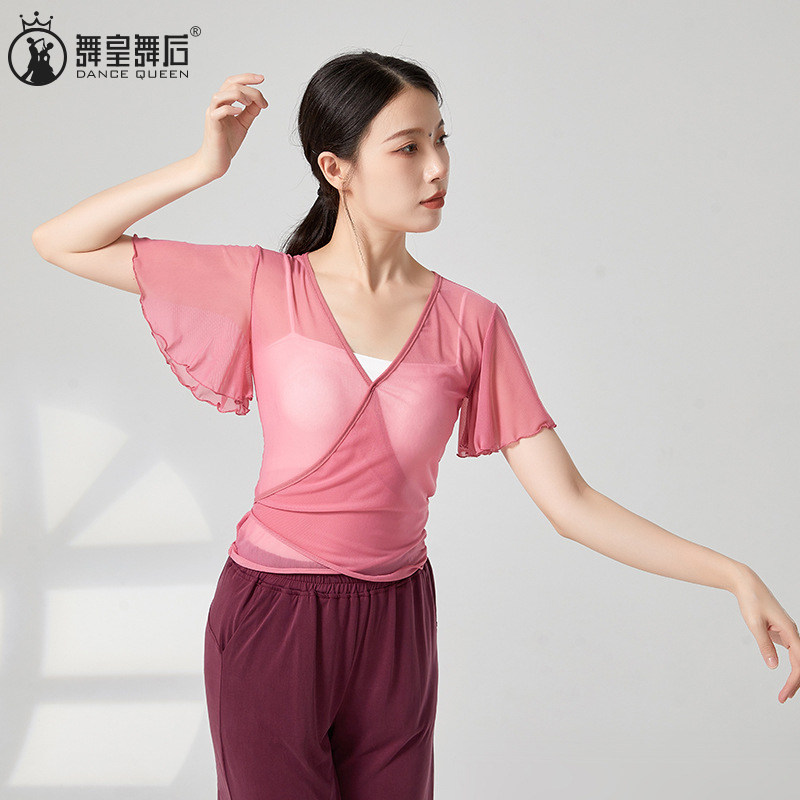 古典舞网纱短款纱衣练功服网纱女