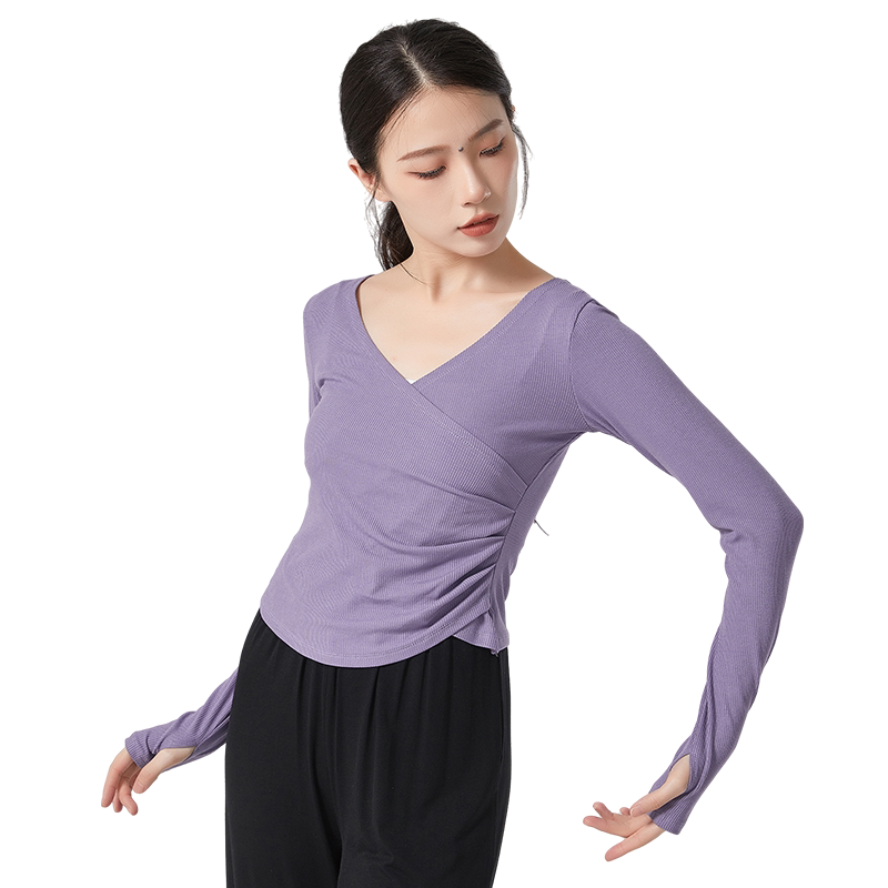 练功服长袖套指舞蹈服跳舞上衣女