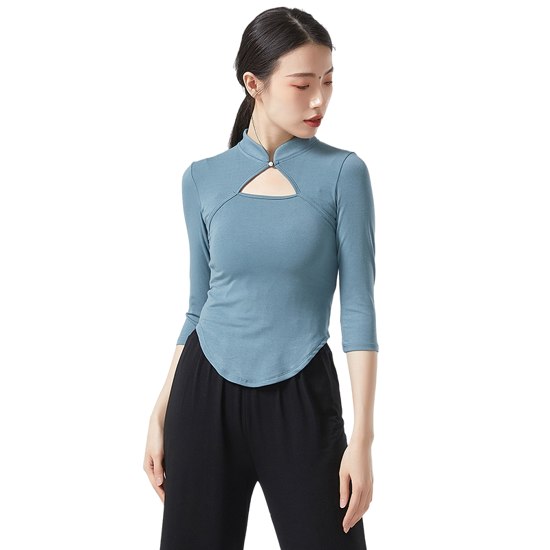 古典舞蹈服镂空旗袍领练功服上衣