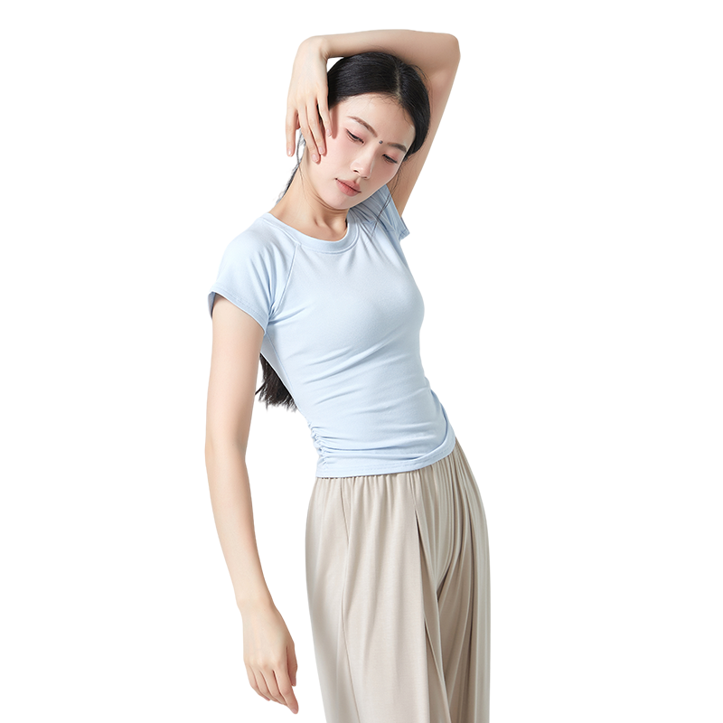 练功形体服代舞短袖露背上衣女