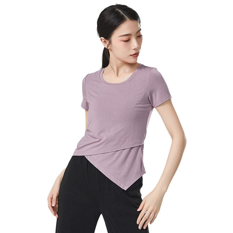 舞蹈短袖上衣正肩修身练功服女