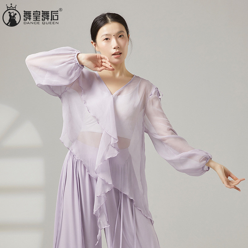 舞蹈服女形体练功雪纺长袖上衣