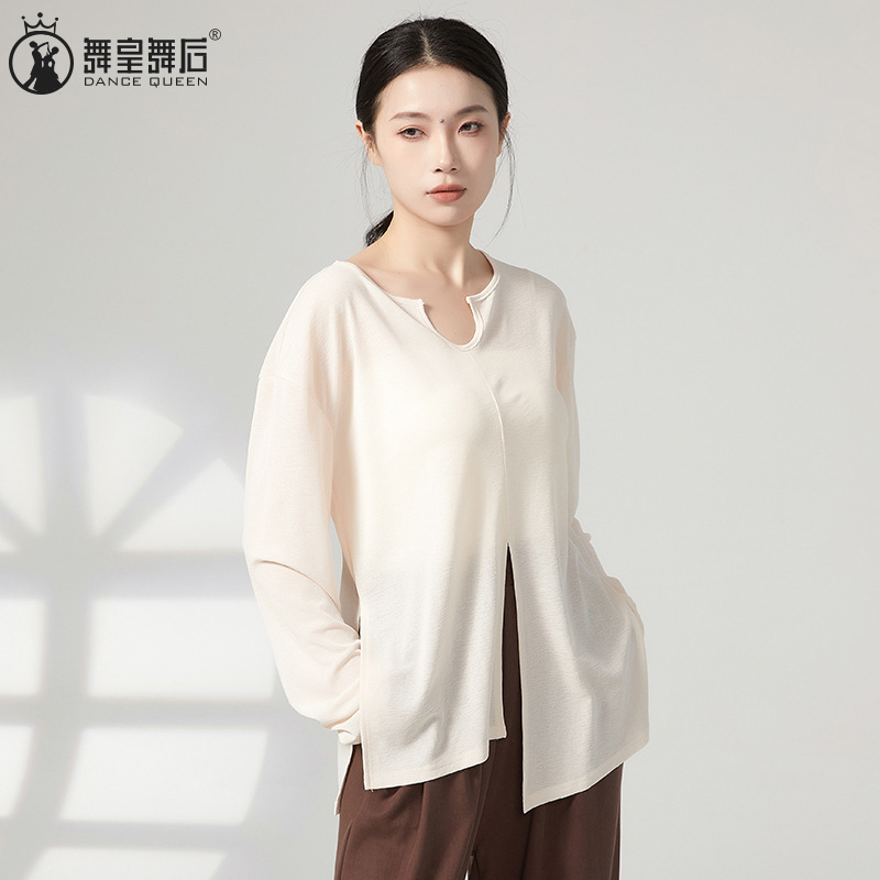 2025秋冬新款现代舞形体训练服宽松运动罩衫长袖瑜伽形体服上衣