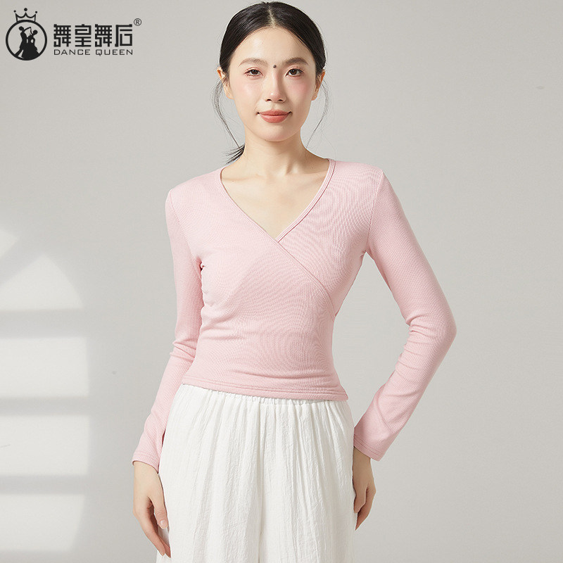 舞蹈练功服上衣女绑带长袖训练服