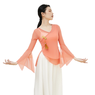 2025新款古典舞练功服女身韵纱衣艺考仙气飘逸上衣民族舞蹈演出服