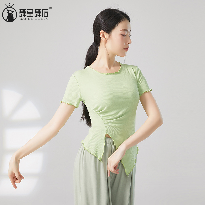 古典舞服木耳圆领T恤女开叉舞服