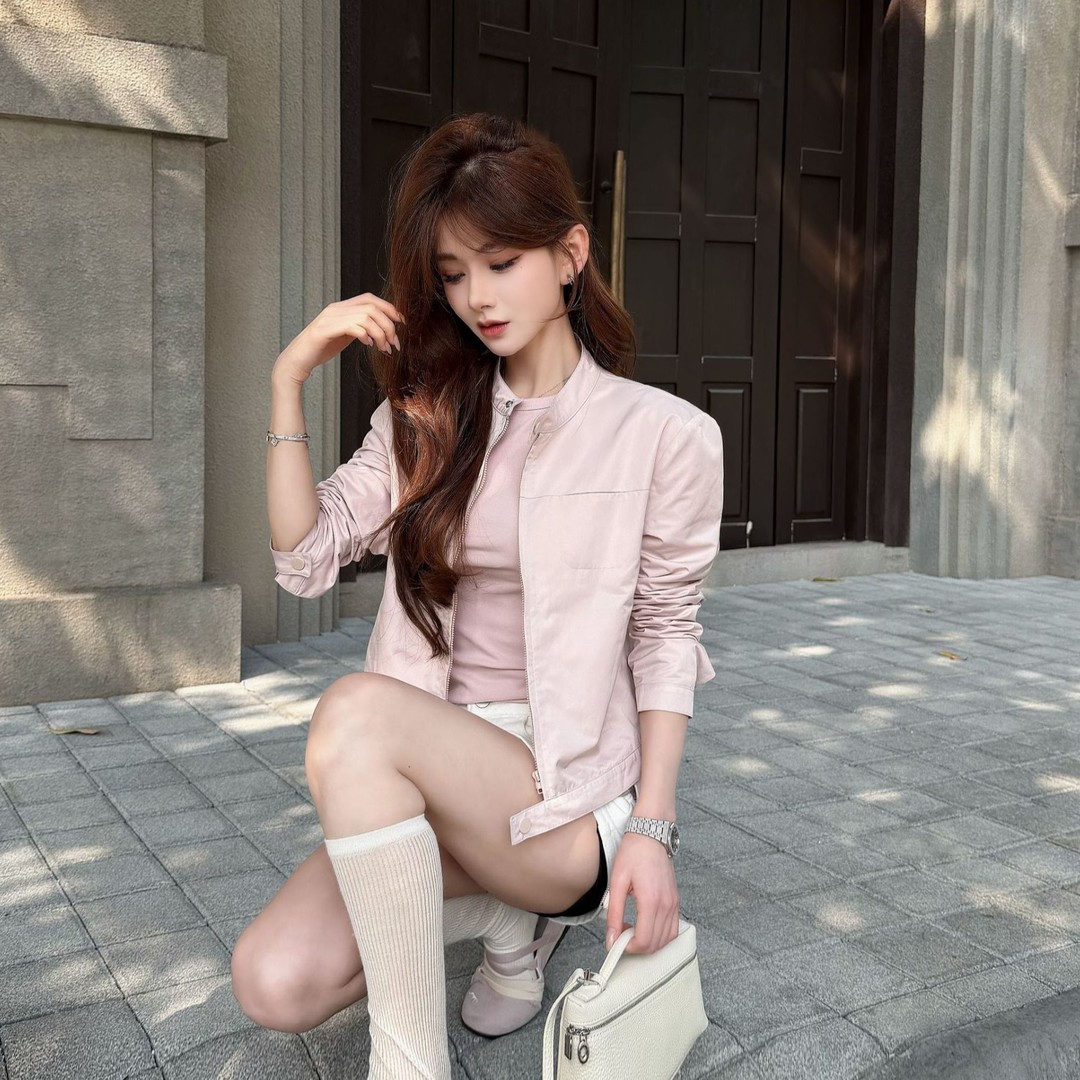 港风复古立领夹克外套女显瘦上衣图片