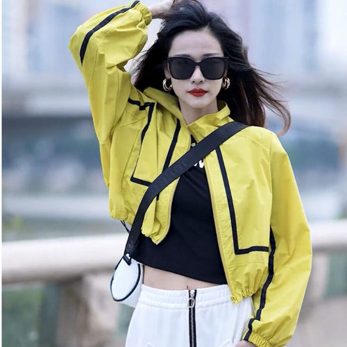 休闲短款拼色韩版短外套