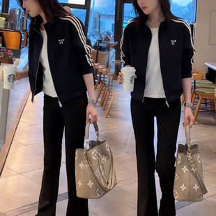 立领棒球服外套女2025春季新款小个子时尚休闲短款加绒开衫夹克潮