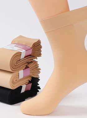 加厚钢丝袜袜子女冬季厚款防勾丝天鹅绒肉色黑色宽口短丝袜松口袜