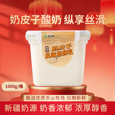 顺丰快递新疆西域春奶皮子酸奶1kg桶装酸奶益生菌酸奶中通快递