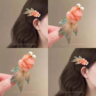 新中式转运锦鲤发夹女中高考上岸刘海侧边夹子古风儿童发卡发饰品