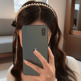 黑色蝴蝶结飘带发箍女款 小香风流苏头箍气质头饰 韩系珍珠发捆法式