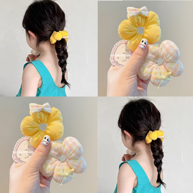 儿童黄色可爱花朵大肠发圈女童扎丸子头发绳宝宝花苞马尾皮筋发饰,童装/婴儿装/亲子装,发饰,淘宝优惠券,粉丝福利购,淘宝优惠卷