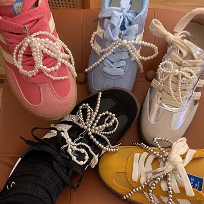 银色珍珠鞋带配饰鞋扣ins风