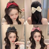 黑色蝴蝶结发夹半扎发立体顶夹扎头发鸭嘴夹发卡2025新款 夹子头饰