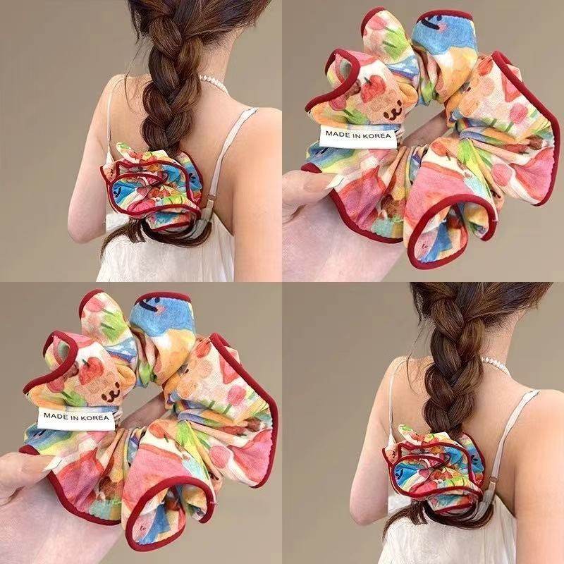 森系彩虹小熊碎花大肠发圈女新款高级丸子头褶皱头绳皮筋新年发饰,饰品/流行首饰/时尚饰品新,发饰,淘宝优惠券,粉丝福利购,淘宝优惠卷