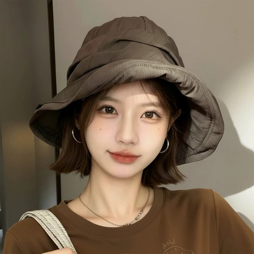 夏季薄款大檐复古褶皱渔夫帽女款