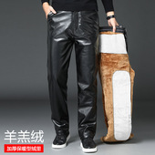 男款 加绒加厚冬季 防风男士 皮裤 代驾保暖摩托车骑行工作护膝裤 子棉