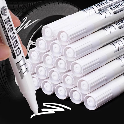 白色记号笔油性不掉色防水粗头速干广告笔工业标记笔涂鸦绘画高光