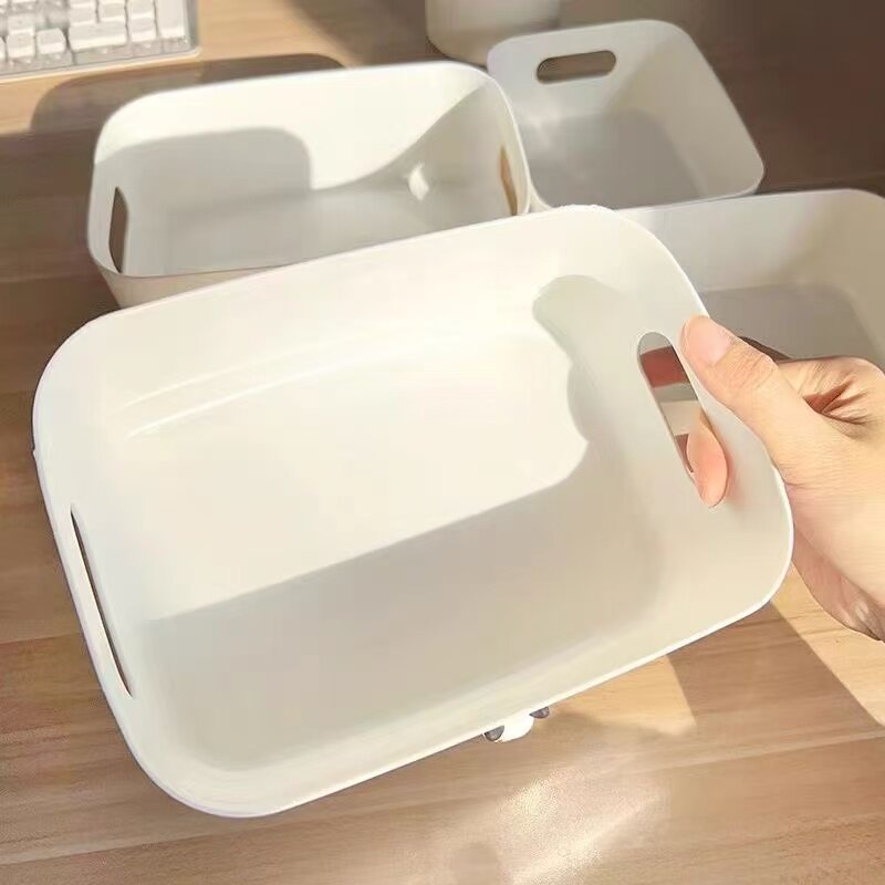 平价简约白色手提式收纳筐宿舍贴纸收纳盒ins风塑料大容火漆印章,收纳整理,桌面收纳盒,淘宝优惠券,粉丝福利购,淘宝优惠卷