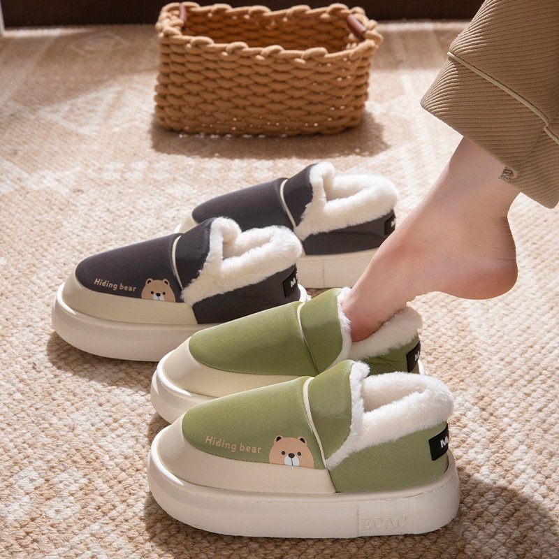 PU防水包跟棉拖鞋女冬季外穿保暖雪地靴防滑厚底情侣毛绒棉鞋男士,女鞋,时尚雪地靴,淘宝优惠券,粉丝福利购,淘宝优惠卷