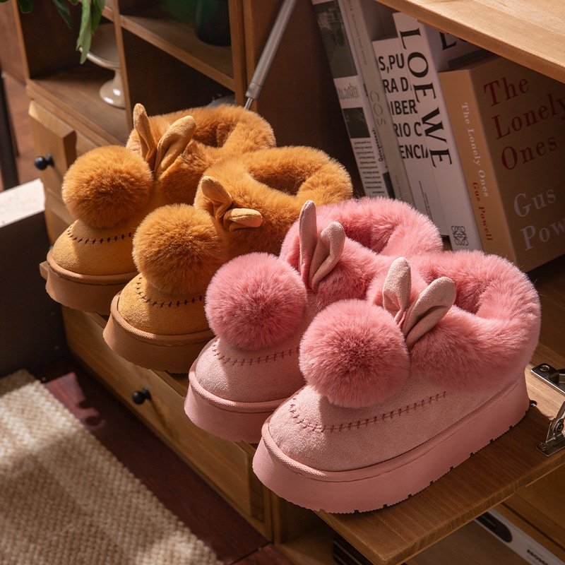 包跟棉拖鞋女冬季外穿可爱毛球室内家居加厚毛绒保暖防滑高帮棉鞋,女鞋,棉鞋,淘宝优惠券,粉丝福利购,淘宝优惠卷