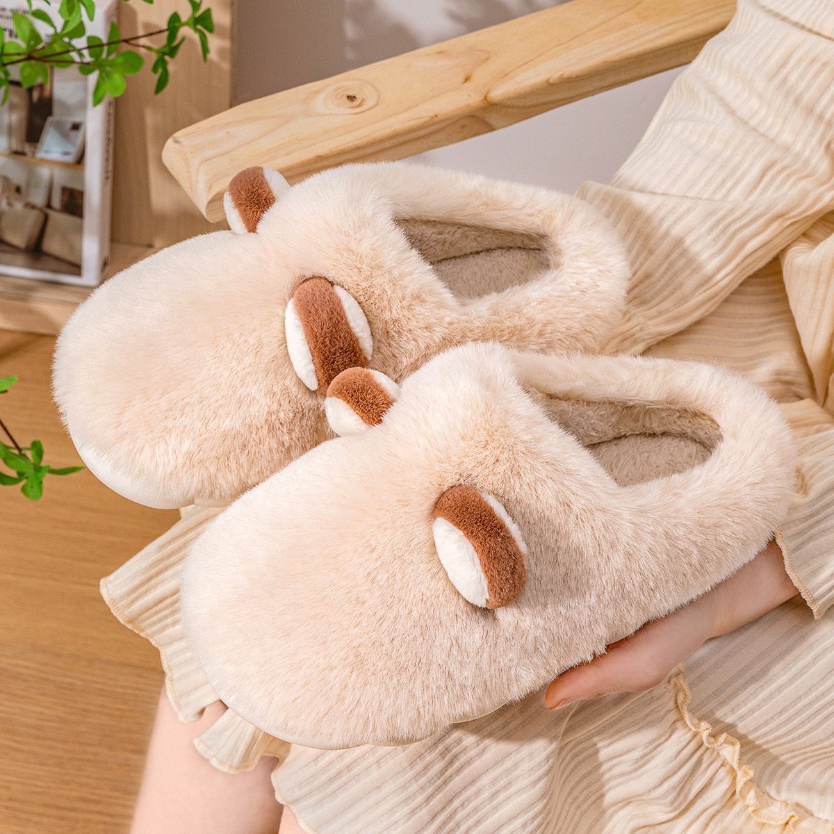 可爱毛绒棉拖鞋女生秋冬季新款室内居家防滑保暖小羊角加绒棉拖鞋,居家布艺,居家棉拖/棉鞋,淘宝优惠券,粉丝福利购,淘宝优惠卷