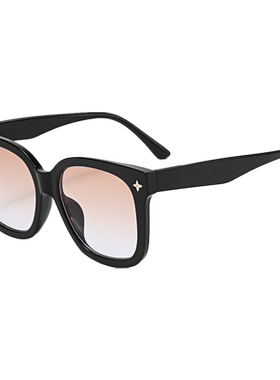 新款墨镜女款日落色黑框方圆脸显瘦复古韩版防紫外线高级感太阳镜