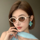 眼镜潮太阳镜 英同款 墨镜女2024新款 小圆框ins高级感复古街拍张元