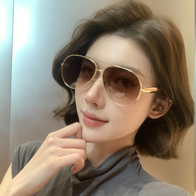 欧美复古老钱素颜朋克太阳镜高级感小鱼腿明星款蛤蟆镜飞行员墨镜