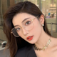 复古韩版 方形金丝眼睛框镜架女痞帅配近视有度数大脸显瘦平光镜男