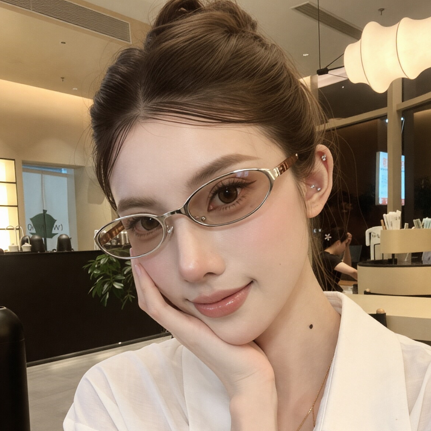 墨镜女2026新款小脸椭圆猫眼金属老钱风防晒太阳眼镜遮阳近视男潮