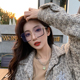 大框素颜眼镜框架女显瘦韩版 个性 配近视有度数平光镜韩系抗蓝光潮