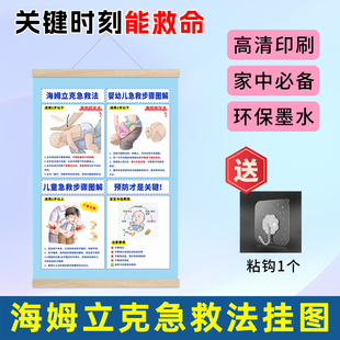 海姆立克急救法挂图海报家用婴儿呛奶预防急救知识磁吸冰箱贴纸