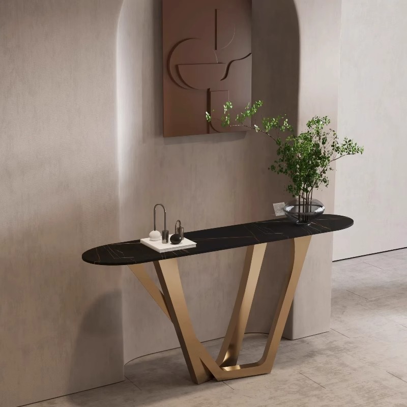 异形意式轻奢不锈钢玄关台