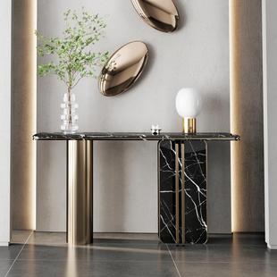 售楼部大理石玄关台简约玄关桌靠墙入户客厅端景台条案岩板玄关柜