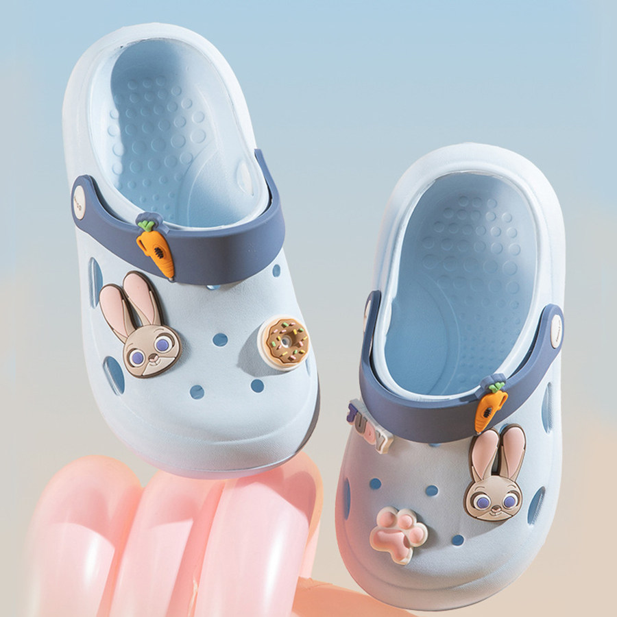 夏季卡通兔子警官儿童洞洞鞋外穿软底防滑沙滩鞋幼儿园朱迪凉拖鞋