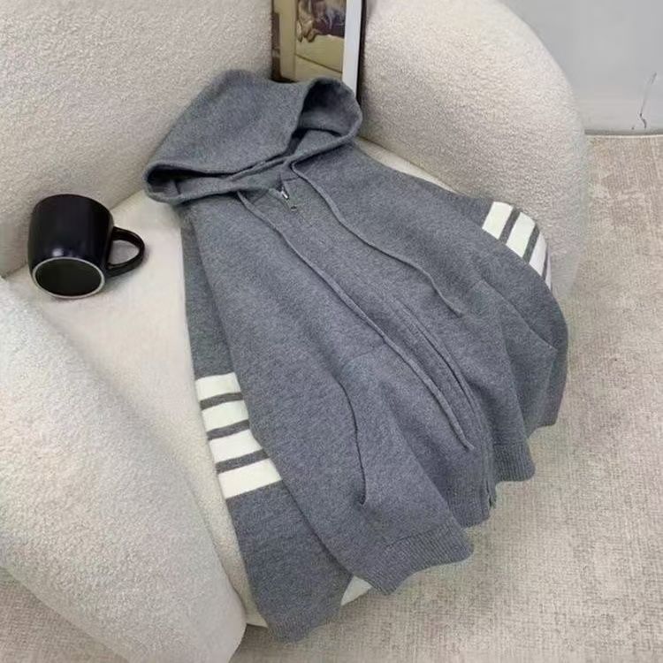 连帽毛衣外套2025秋冬新款宽松慵显瘦慵懒学院风韩版上衣针织开衫