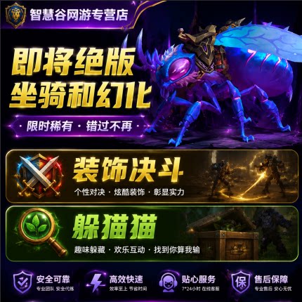 魔兽世界正式服至暗之夜装饰决斗躲猫猫绝版坐骑幻化魔导师法术蜂