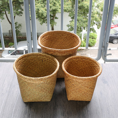 藤草编织花盆套园艺花篮收纳桶