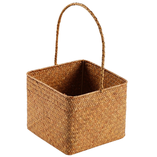 桂味源花艺插花篮海草编织手提篮鲜花花篮子田园风花童花瓣小篮子