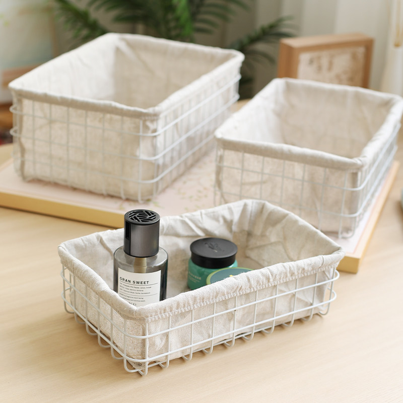 桂味源点铁艺收纳篮零食收纳筐桌面网格篮子整理置物筐收纳框有布,收纳整理,收纳筐,淘宝优惠券,粉丝福利购,淘宝优惠卷