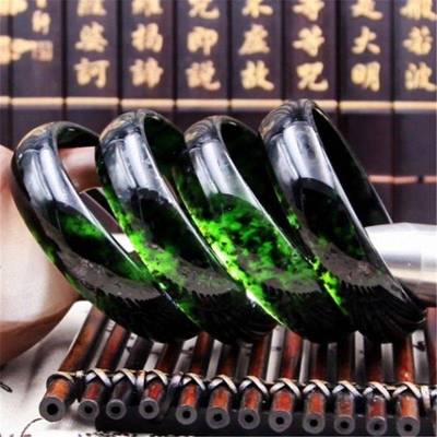 藏玉药王石墨玉镯子透灯橄榄绿陨石带磁性镯玉石手镯