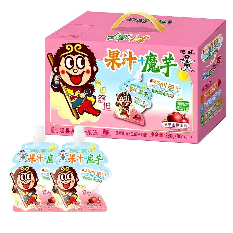 旺旺880g果汁魔芋可吸果蔬果冻礼盒装金银花柚子雪梨汁礼盒