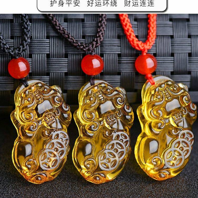【买一赠六】黄晶貔貅爱情男女项链吊坠饰品民族风新款情侣爆款