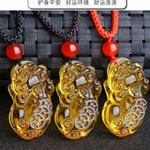 情侣爆款 黄晶貔貅爱情男女项链吊坠饰品民族风新款 买一赠六