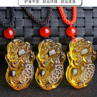 【买一赠六】黄晶貔貅爱情男女项链吊坠饰品民族风新款情侣爆款