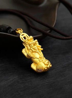 【买一赠六】天然正品越南3D硬镀貔貅特价男女项链吊坠新款饰品特