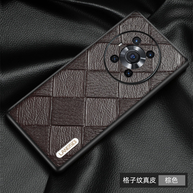 适用荣耀magic8手机壳新款magic7至臻版真皮保护套magic6pro防摔后盖全包边软壳商务高档牛皮男女薄款